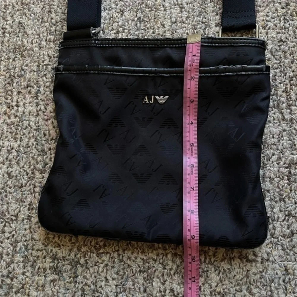 Armani Jeans Men's Black Logo Print Stash Messenger Bag